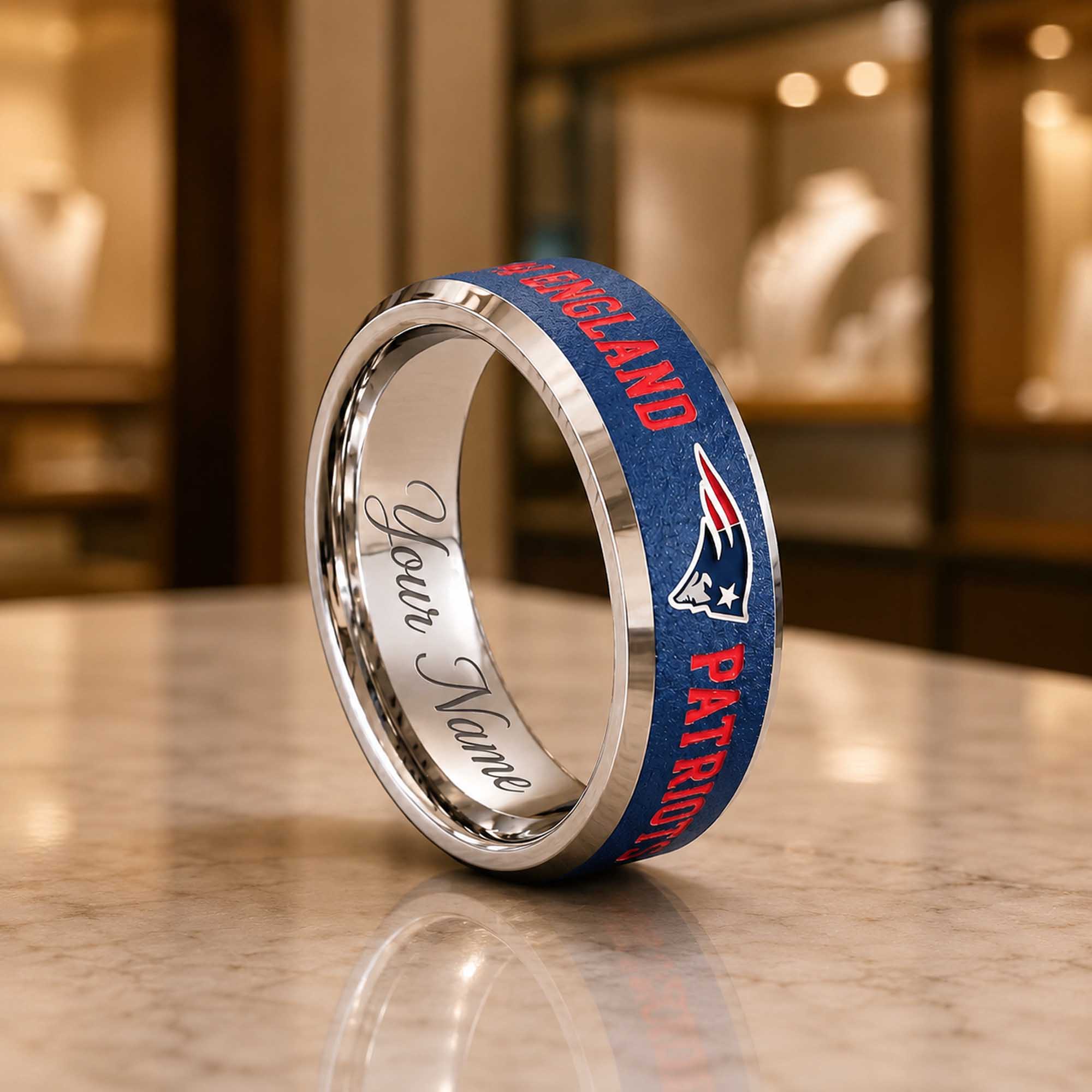 Personalized Patriots Tungsten Carbide Ring (1) Personalized Patriots Tungsten Carbide Ring (1)