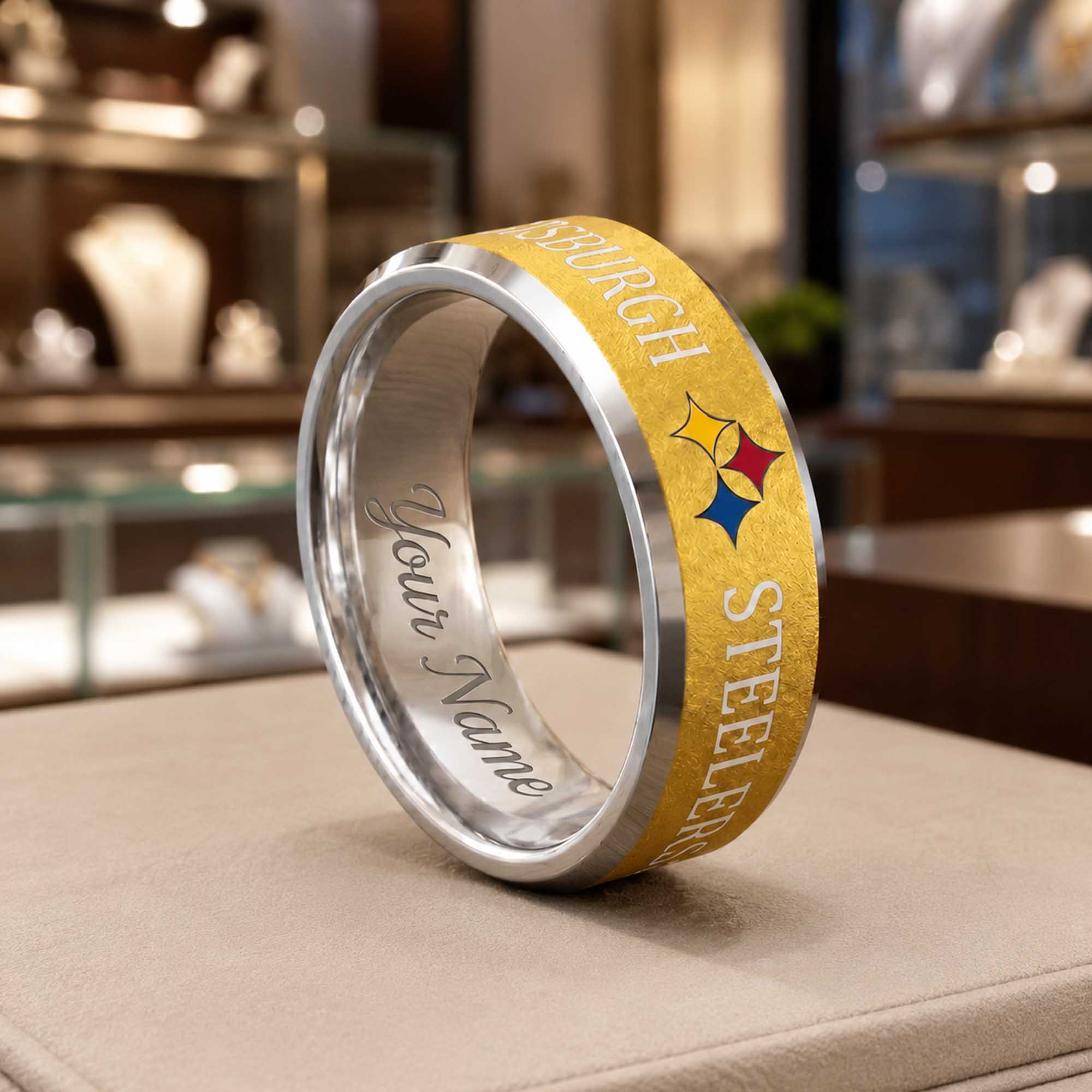 Personalized Steelers Tungsten Carbide Ring (1) Personalized Steelers Tungsten Carbide Ring (1)