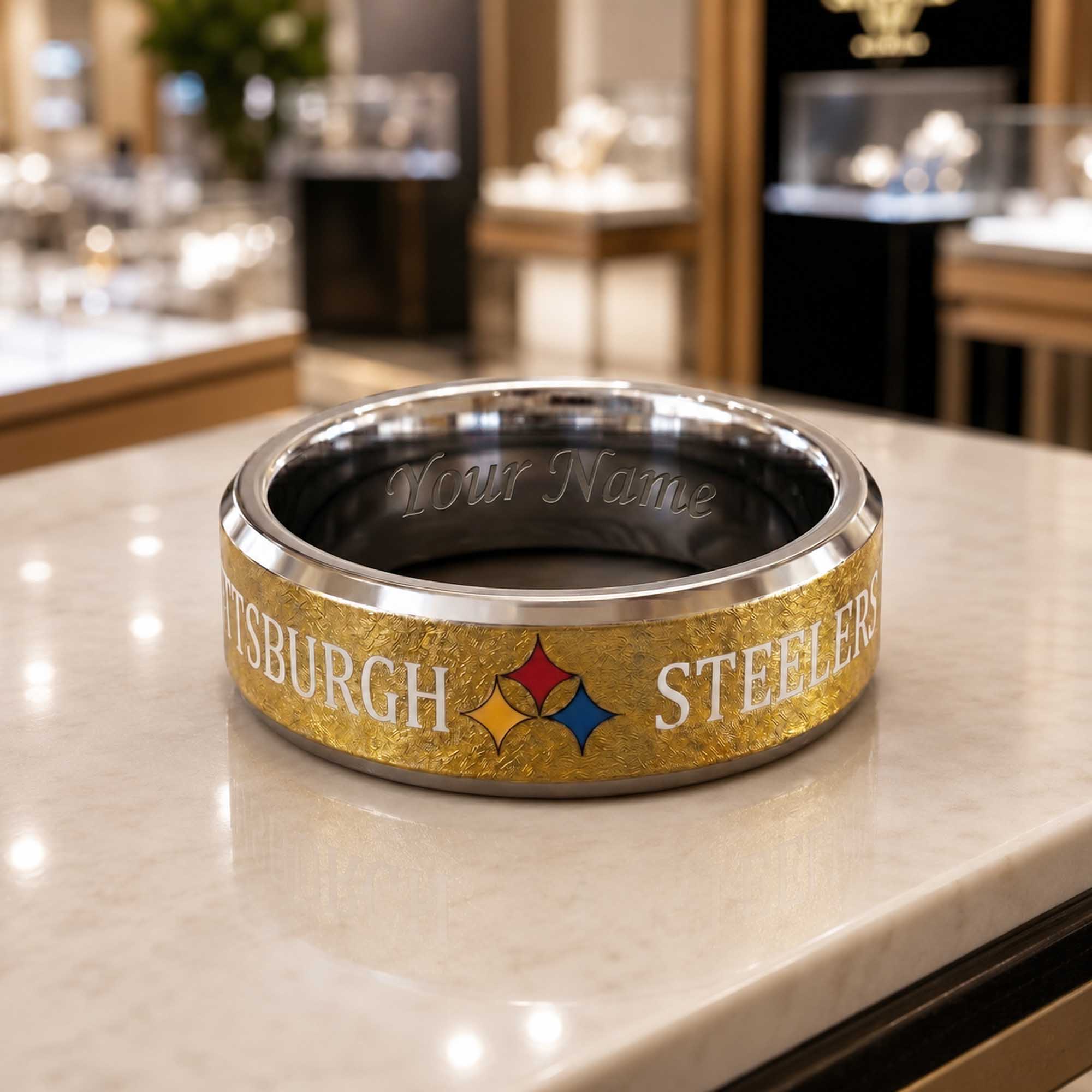 Personalized Steelers Tungsten Carbide Ring 1 Personalized Steelers Tungsten Carbide Ring (2)