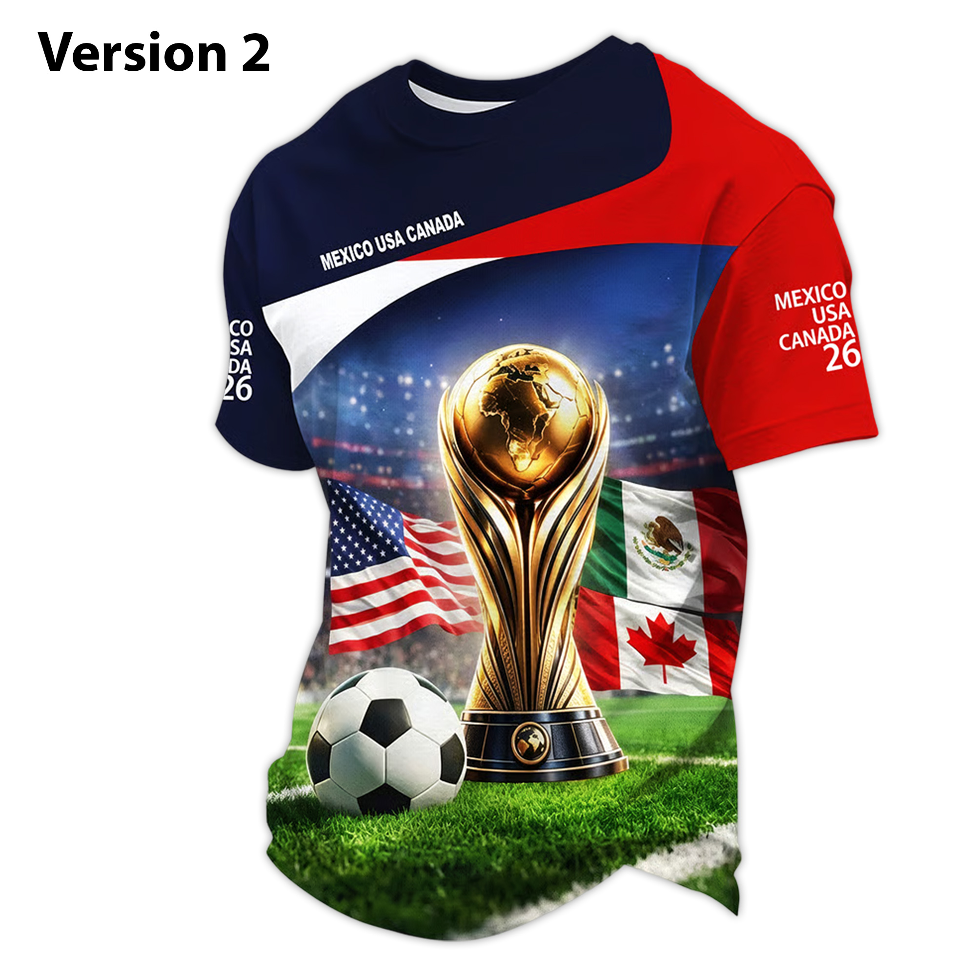 Retro 2026 Soccer Mexico United States Canada Print T-Shirt 2 Retro 2026 Soccer Mexico United States Canada Print T Shirt (2)
