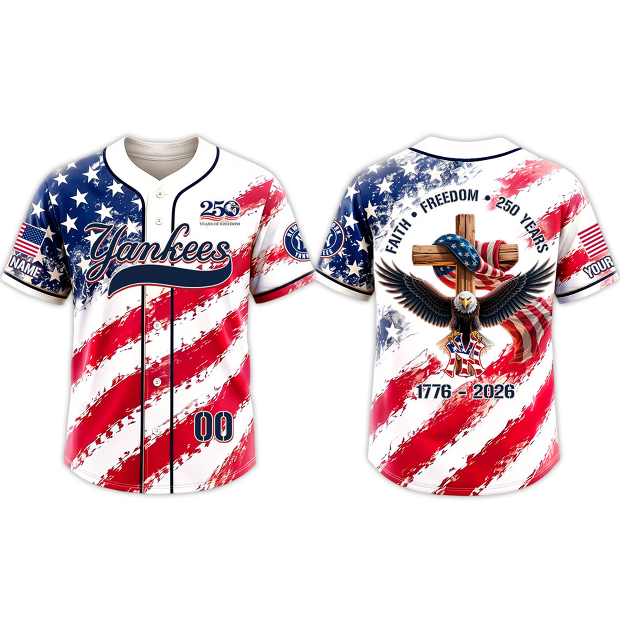 Yankees America 250 Years Of Freedom Baseball Jersey Yankees America 250 Years Of Freedom Baseball Jersey