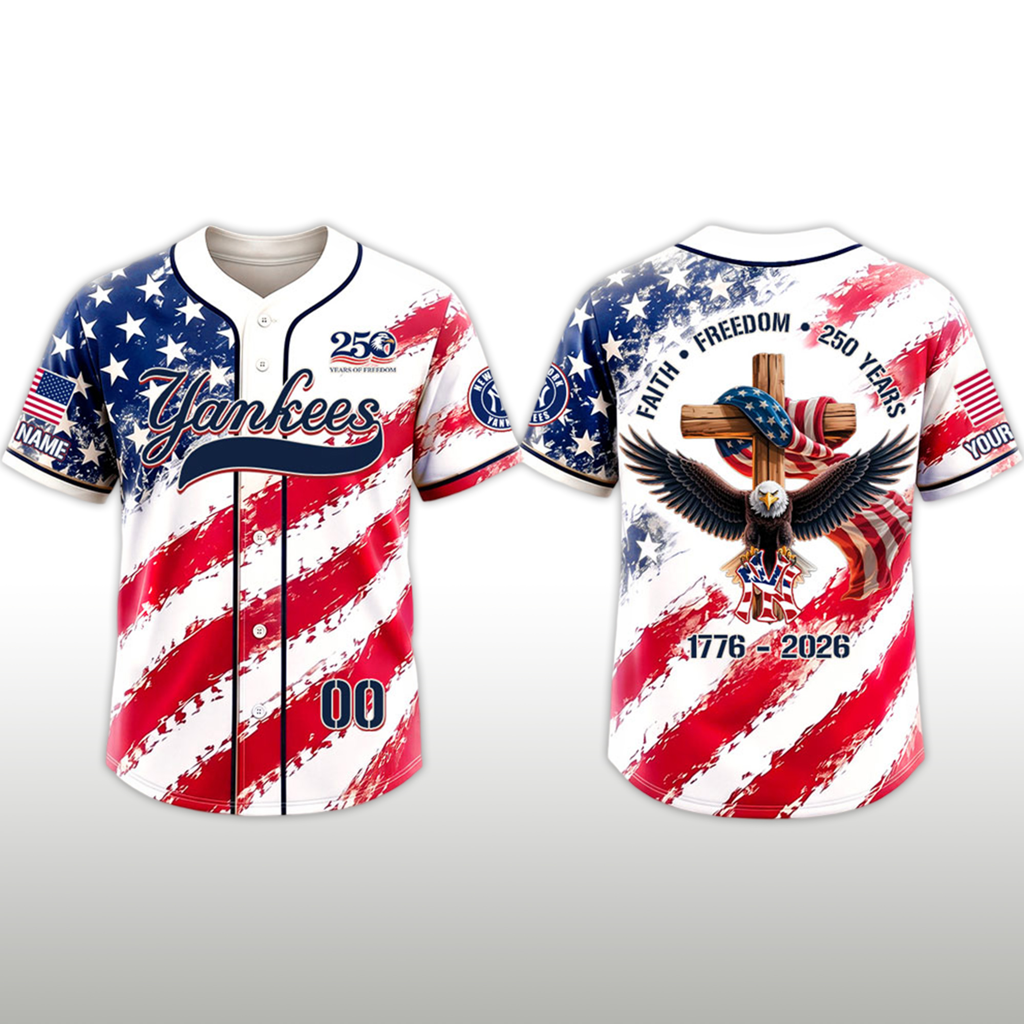 Yankees America 250 Years Of Freedom Baseball Jersey 2 Yankees America 250 Years of Freedom Baseball Jersey 2