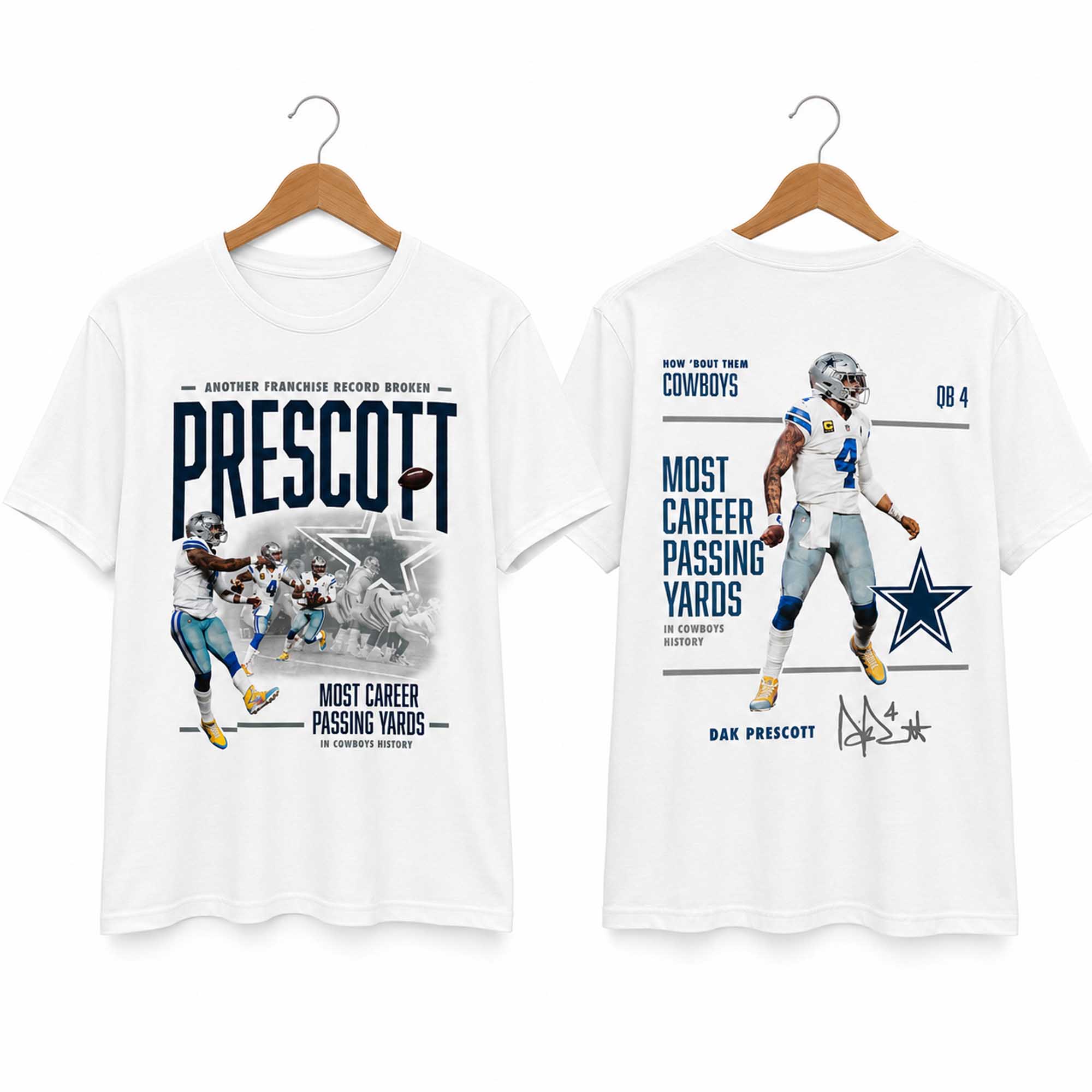 Dak Prescott Most Career Passing Yards In Cowboys History Shirt (2) Dak Prescott Most Career Passing Yards In Cowboys History Shirt (2)