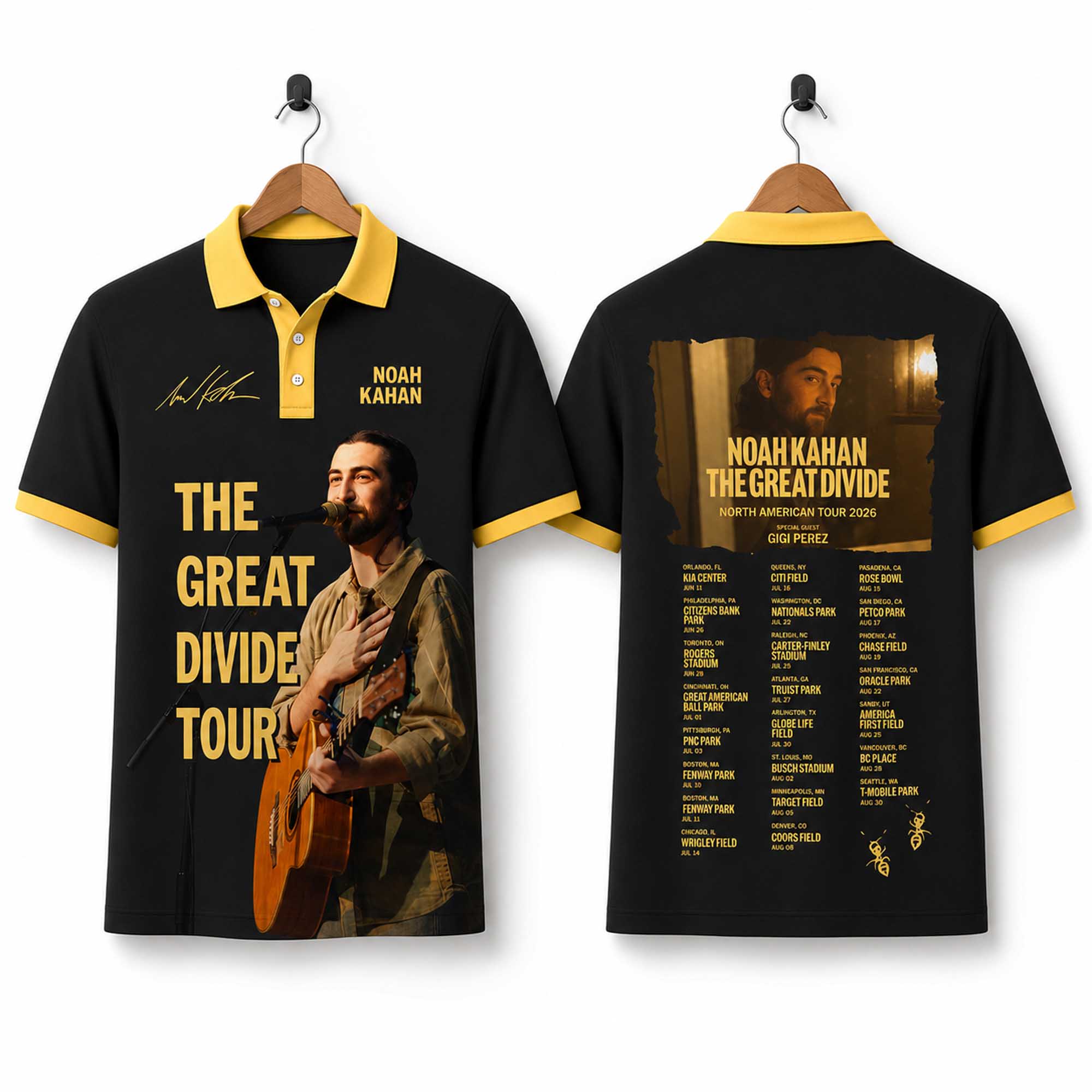 Noah Kahan The Great Divide Tour 2026 Polo Shirt (2) Noah Kahan The Great Divide Tour 2026 Polo Shirt (2)