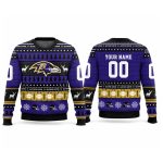 2025 Christmas Ravens Personalized Ugly Sweater