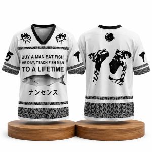 Buy A Man Eat Fish He Day Teach Fish Man To A Lifetime Mesh Jersey (2)