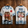 Folk Art Tiger Standing On Waves Mesh Jersey (1)