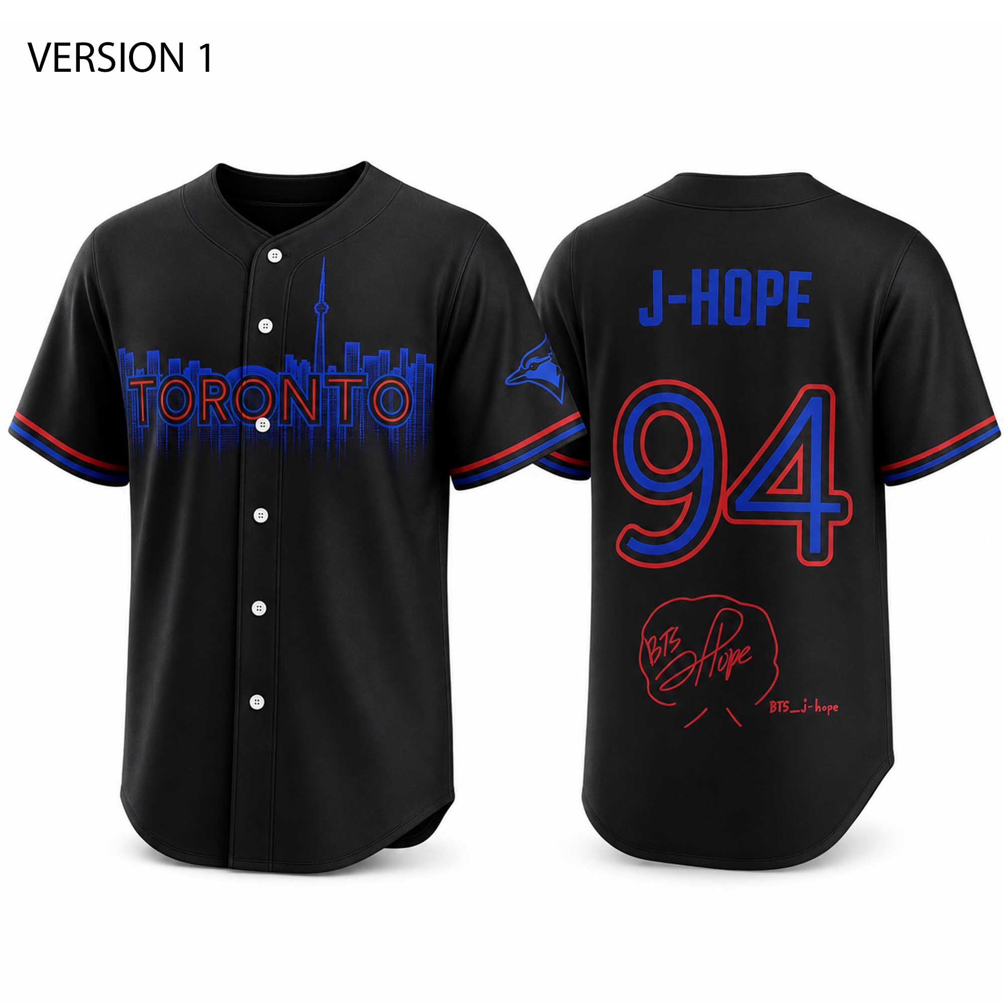 J Hope Blue Jays BTS World Tour Rogers Stadium Night 2026 Jersey (1) J Hope Blue Jays BTS World Tour Rogers Stadium Night 2026 Jersey (1)