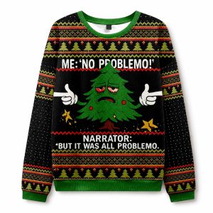 2025 Christmas Tree Me No Problemo Ugly Sweater (1)