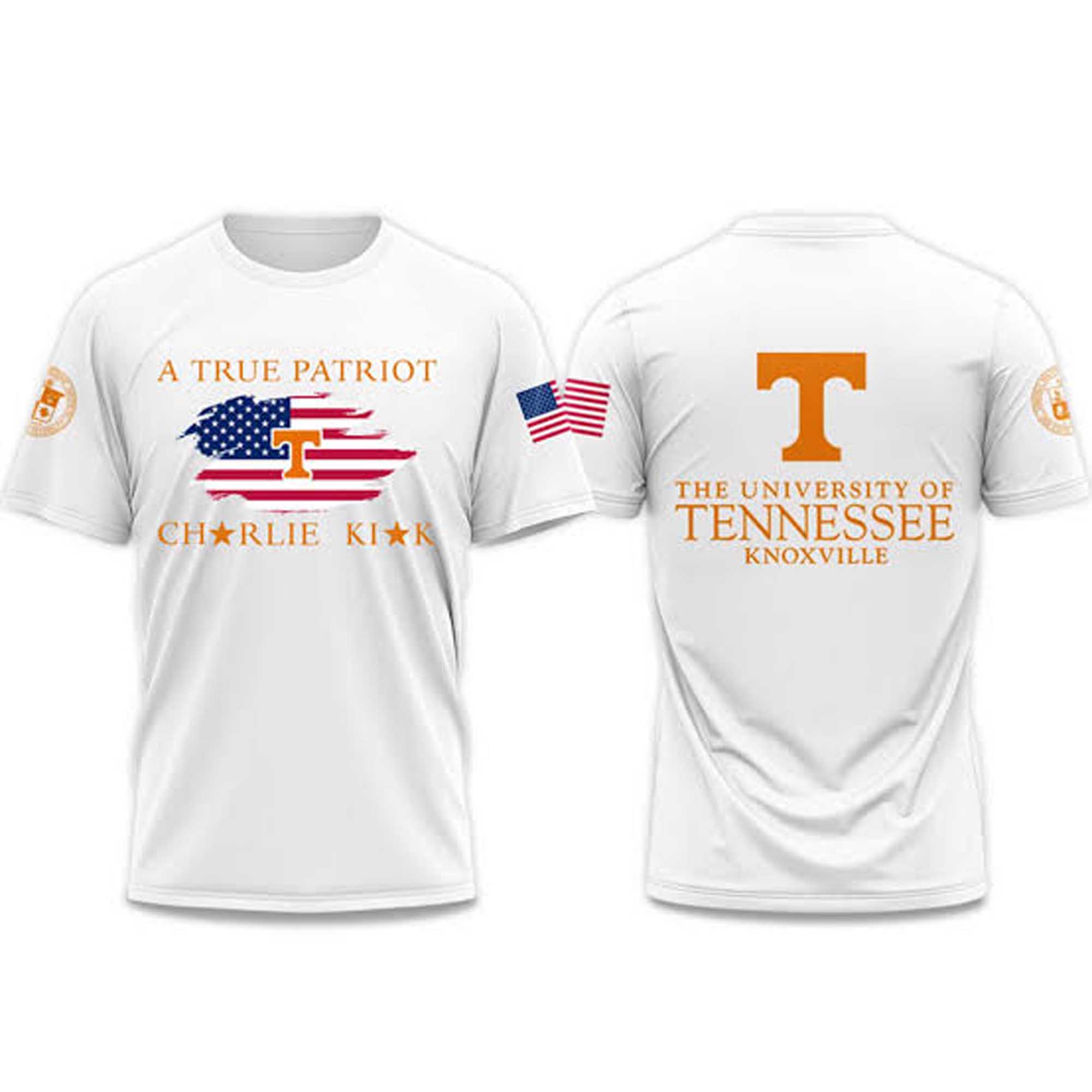 The University Of Tennessee Knoxville A True Patriot Charlie Kirk 2025 T-Shirt 1 The University Of Tennessee Knoxville A True Patriot Charlie Kirk 2025 T Shirt (2)