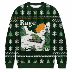 2025 Rage Consumes Me Frog Pond Christmas Ugly Sweater (2)