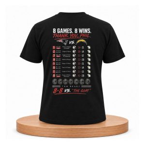 Patriots vs Chargers 8 Games 8 Wins Thank You Phil Shirt (2)