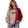 2026 Blood I'm Fine Halloween Printed Waffle Sweatshirt (2)