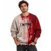 2026 Blood I'm Fine Halloween Printed Waffle Sweatshirt (3)