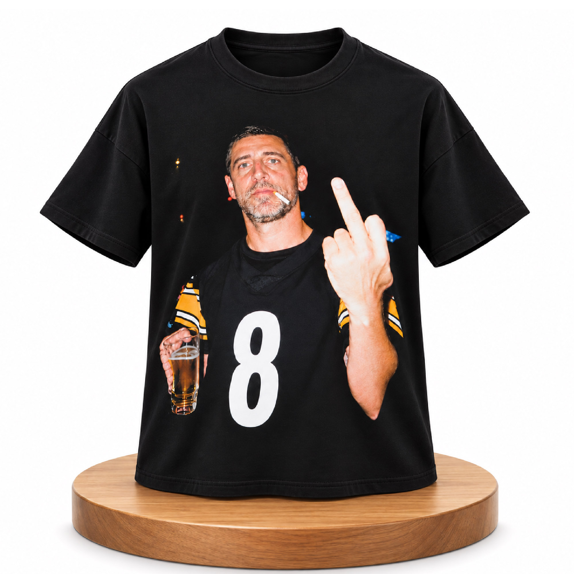 Aaron Rodgers Steelers Middle Finger Smoking and Beer Shirt 2 Aaron Rodgers Steelers Middle Finger Smoking and Beer Shirt (2)
