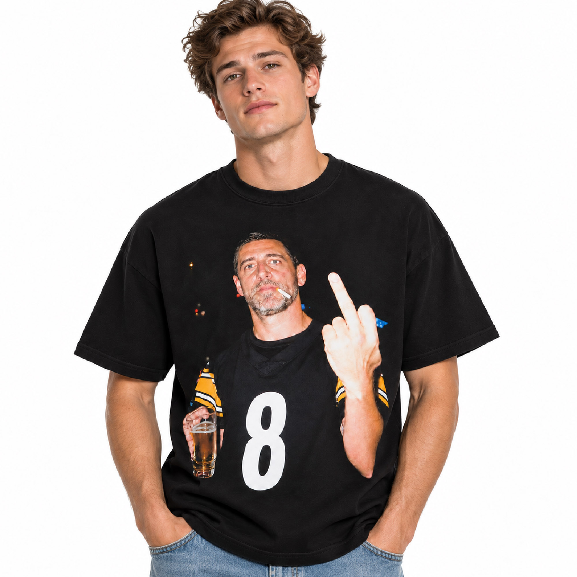 Aaron Rodgers Steelers Middle Finger Smoking and Beer Shirt 3 Aaron Rodgers Steelers Middle Finger Smoking and Beer Shirt (3)