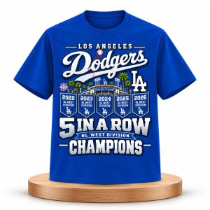 Dodgers 5 in a Row NL West Division Champions Shirt