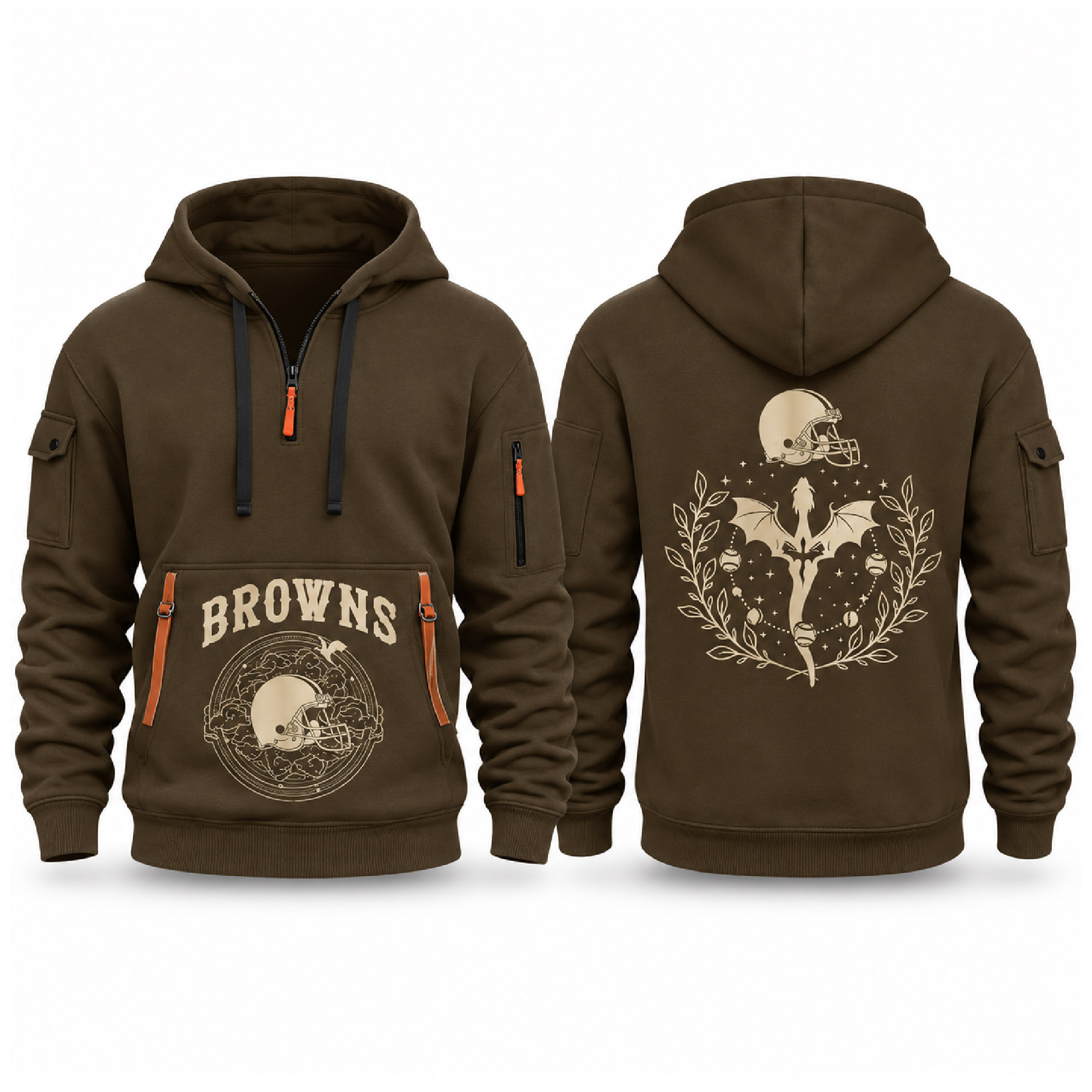 Browns Fourth Wings Night 2026 Quarter Zip Hoodie 2 Browns Fourth Wings Night 2026 Quarter Zip Hoodie (2)