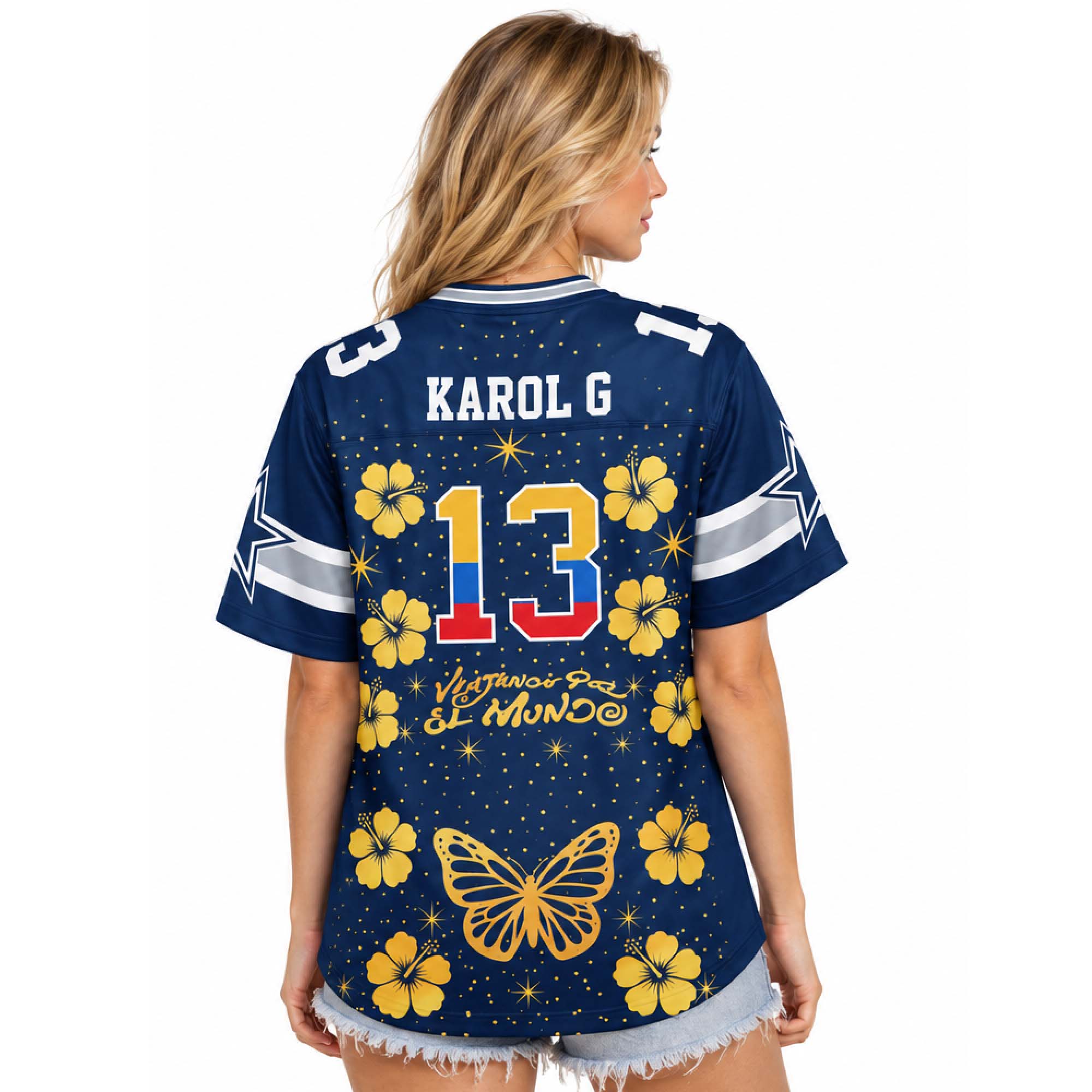 Cowboys 2027 Karol G Viajando Por El Mundo Tropitour Jersey 3 Cowboys 2027 Karol G Viajando Por El Mundo Tropitour Jersey (3)