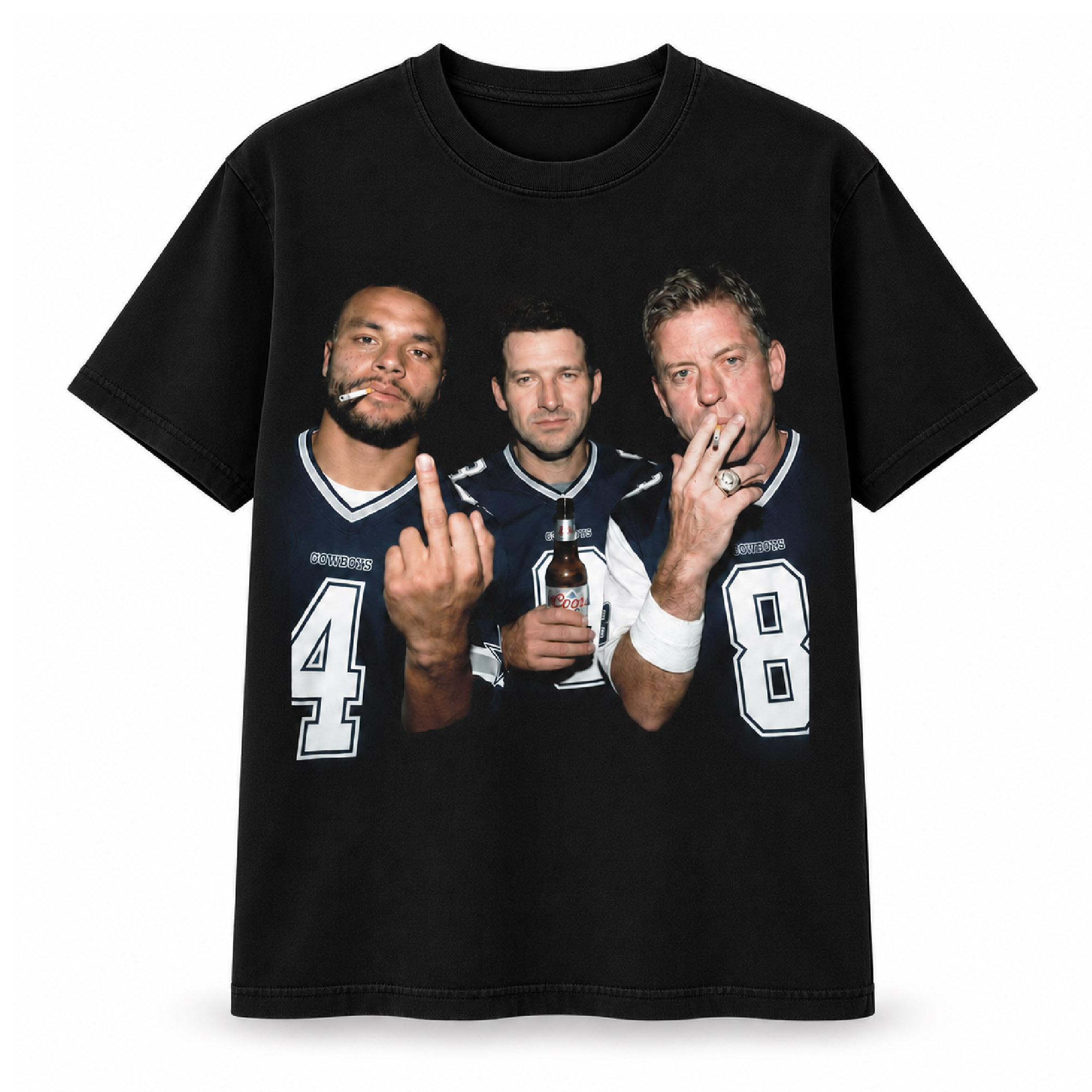 Dak Prescott Tony Romo and Troy Aikman Drinking Middle Finger Shirt (1) Dak Prescott Tony Romo and Troy Aikman Drinking Middle Finger Shirt (1)