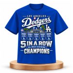 Dodgers 5 in a Row NL West Division Champions Shirt