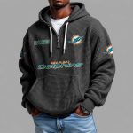 Dolphins EST 1965 Quarter Zip Waffle Hoodie