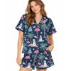 Flamingo Christmas Silky Satin Pajama