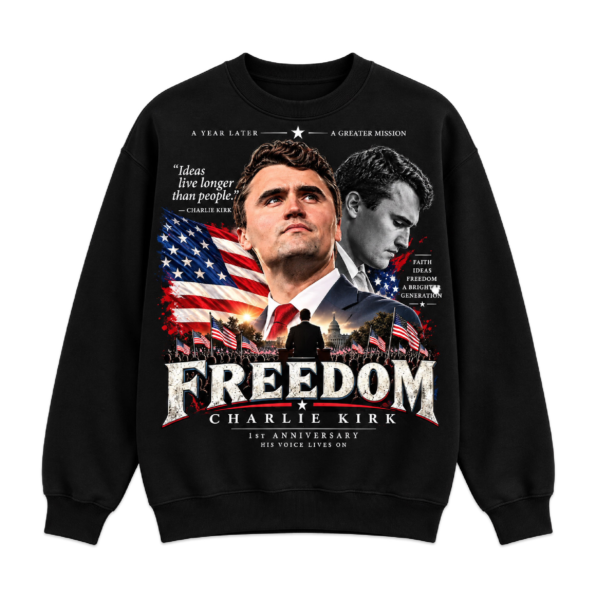 Freedom Charlie Kirk 1ST Anniversary His Voice Lives On Shirt 2 Freedom Charlie Kirk 1ST Anniversary His Voice Lives On Shirt (2)