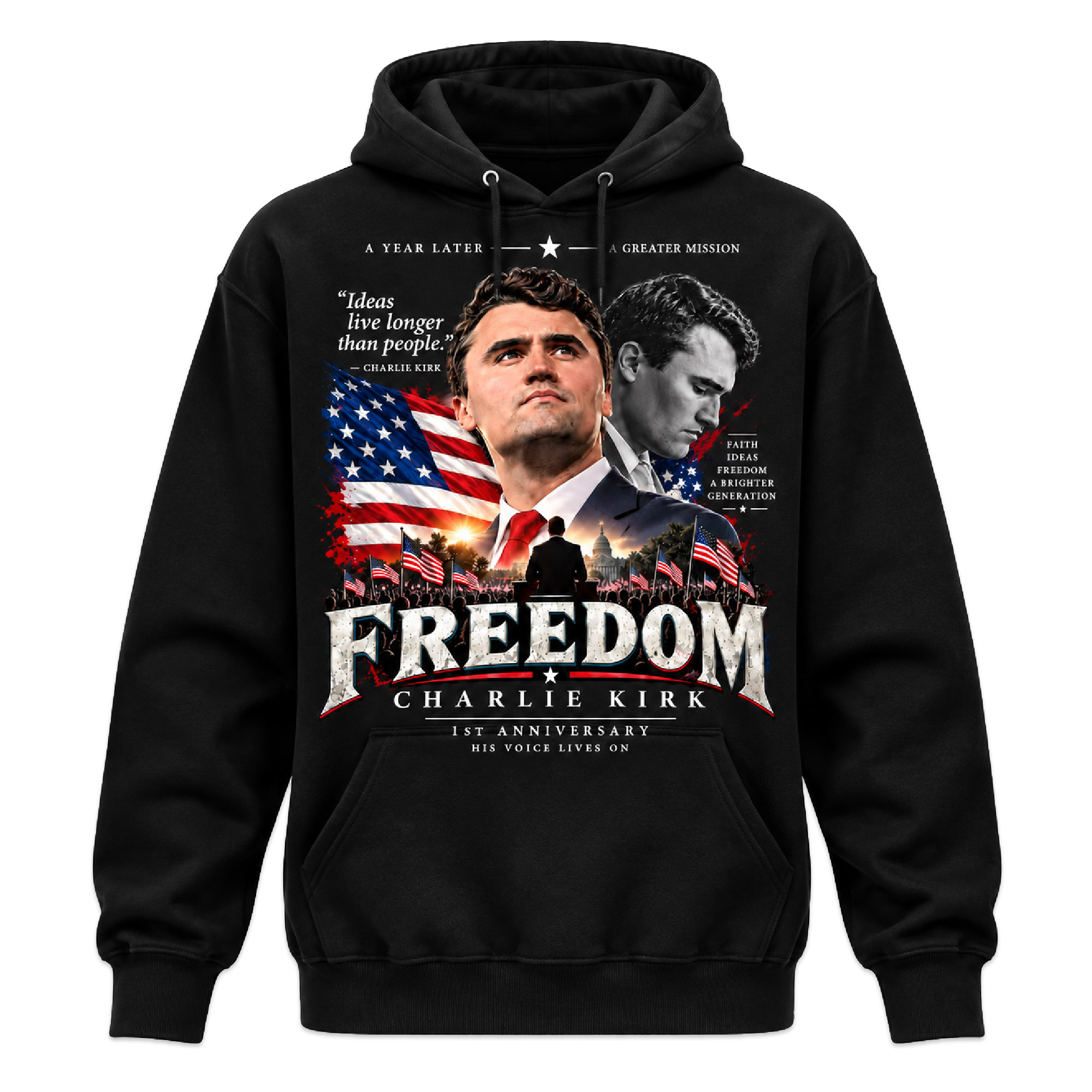Freedom Charlie Kirk 1ST Anniversary His Voice Lives On Shirt 3 Freedom Charlie Kirk 1ST Anniversary His Voice Lives On Shirt (3)