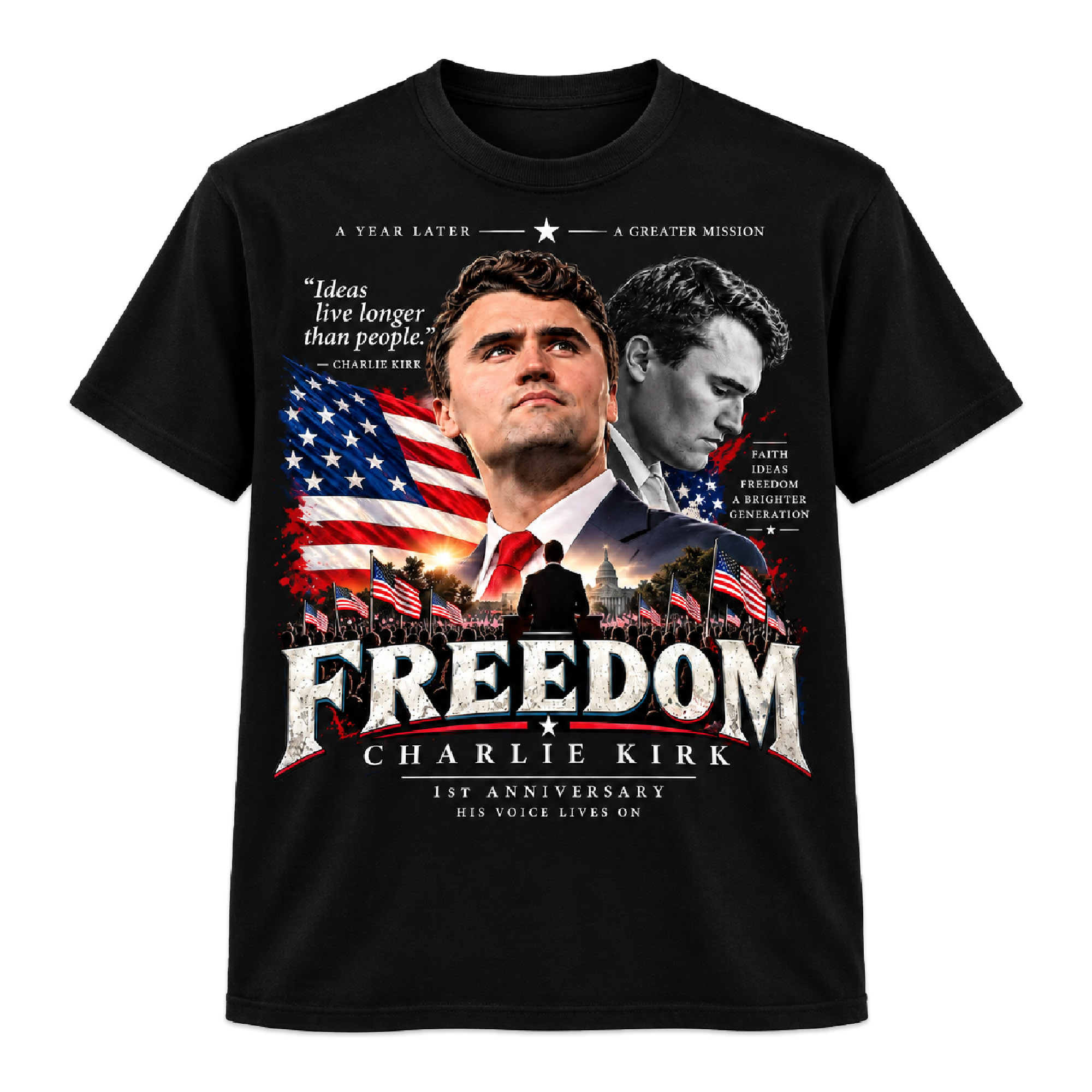 Freedom Charlie Kirk 1ST Anniversary His Voice Lives On Shirt Freedom Charlie Kirk 1ST Anniversary His Voice Lives On Shirt