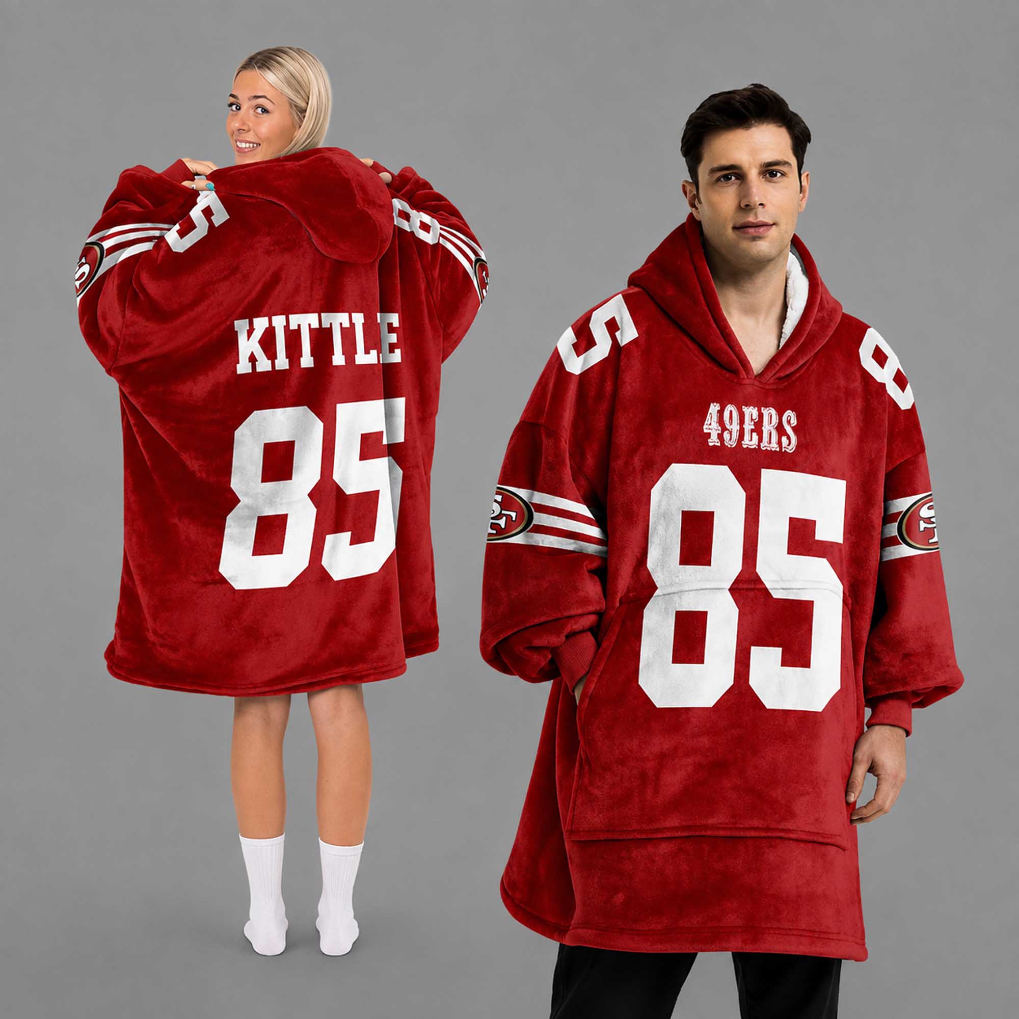 George Kittle 85 49ers Football Unisex Blanket Hoodie George Kittle 85 49ers Football Unisex Blanket Hoodie