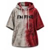 Halloween I'm Fine Blood Short Sleeve Hoodie