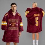 Jayden Daniels 5 Commanders Football Unisex Blanket Hoodie