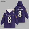 Lamar Jackson 8 Ravens Football Unisex Blanket Hoodie