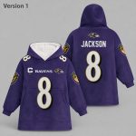 Lamar Jackson 8 Ravens Football Unisex Blanket Hoodie