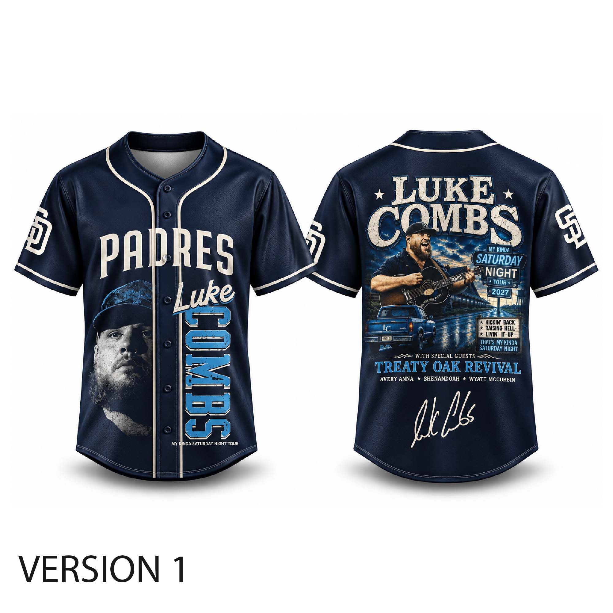Luke Combs 2027 Padres My Kinda Saturday Night Tour Jersey Luke Combs 2027 Padres My Kinda Saturday Night Tour Jersey