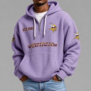 Vikings EST 1960 Waffle Quarter Zip Hoodie