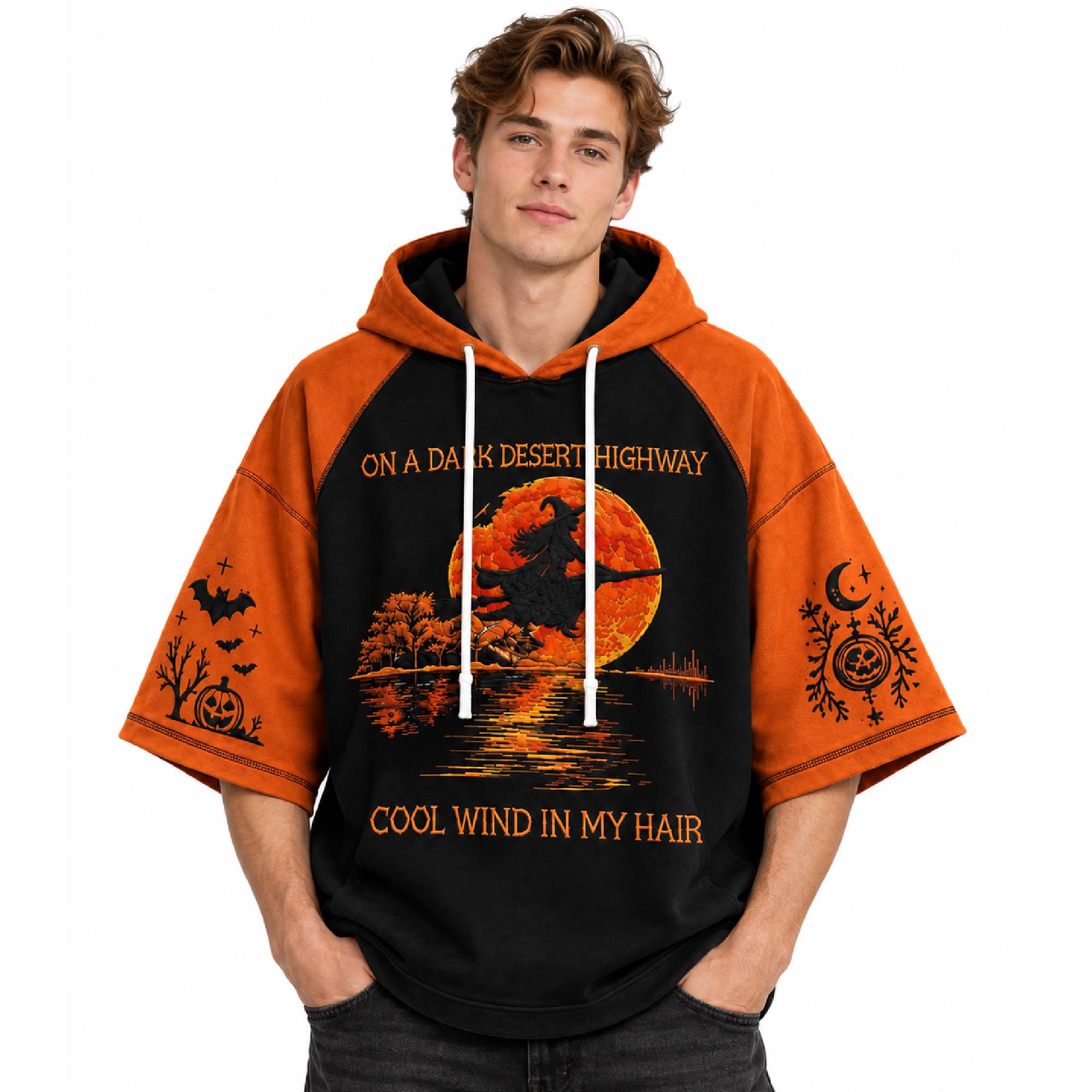 On A Dark Desert Highway Cool Wind In My hair Short Sleeve Hoodie 3 On A Dark Desert Highway Cool Wind In My Hair Short Sleeve Hoodie (2)