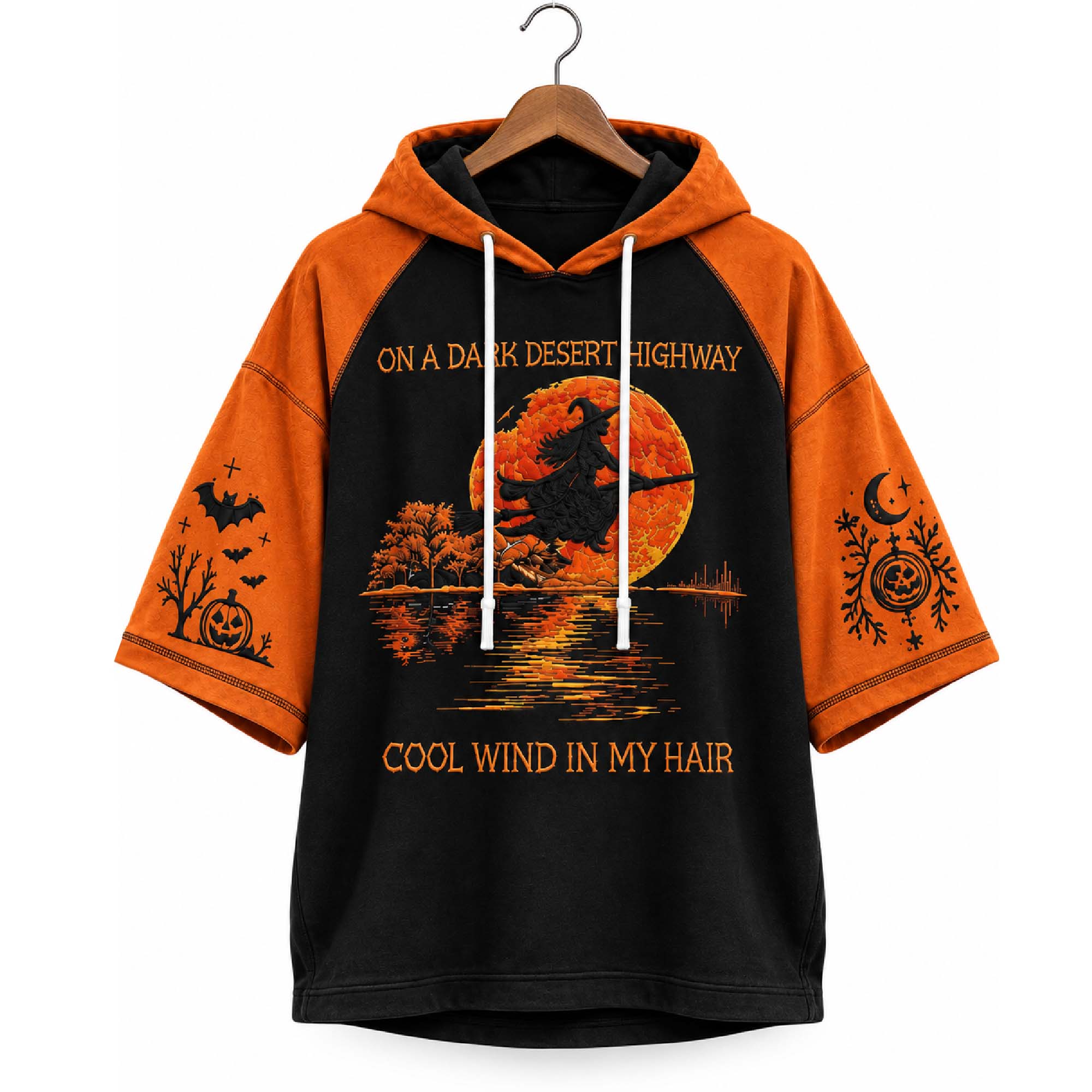 On A Dark Desert Highway Cool Wind In My hair Short Sleeve Hoodie 2 On A Dark Desert Highway Cool Wind In My Hair Short Sleeve Hoodie (3)