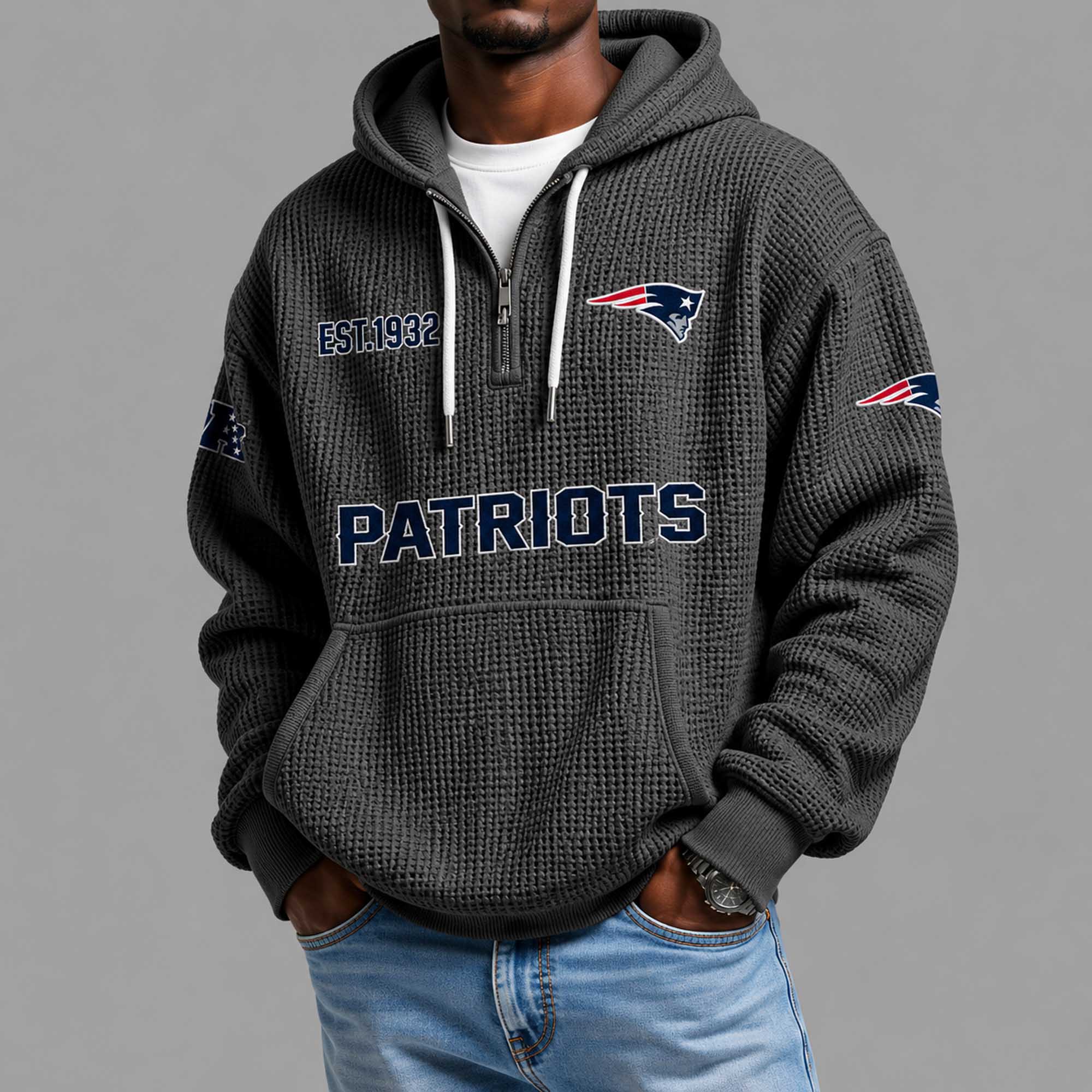 Patriots EST 1959 Quarter Zip Waffle Hoodie Patriots EST 1959 Quarter Zip Waffle Hoodie