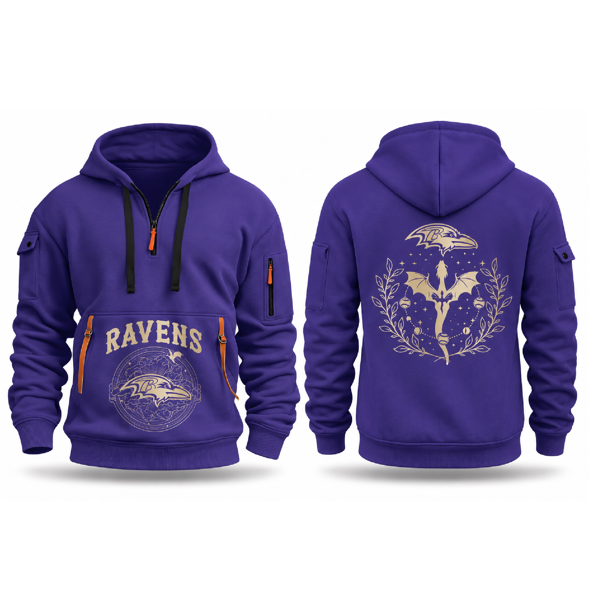 Ravens Fourth Wings Night 2026 Quarter Zip Hoodie 2 Ravens Fourth Wings Night 2026 Quarter Zip Hoodie (2)