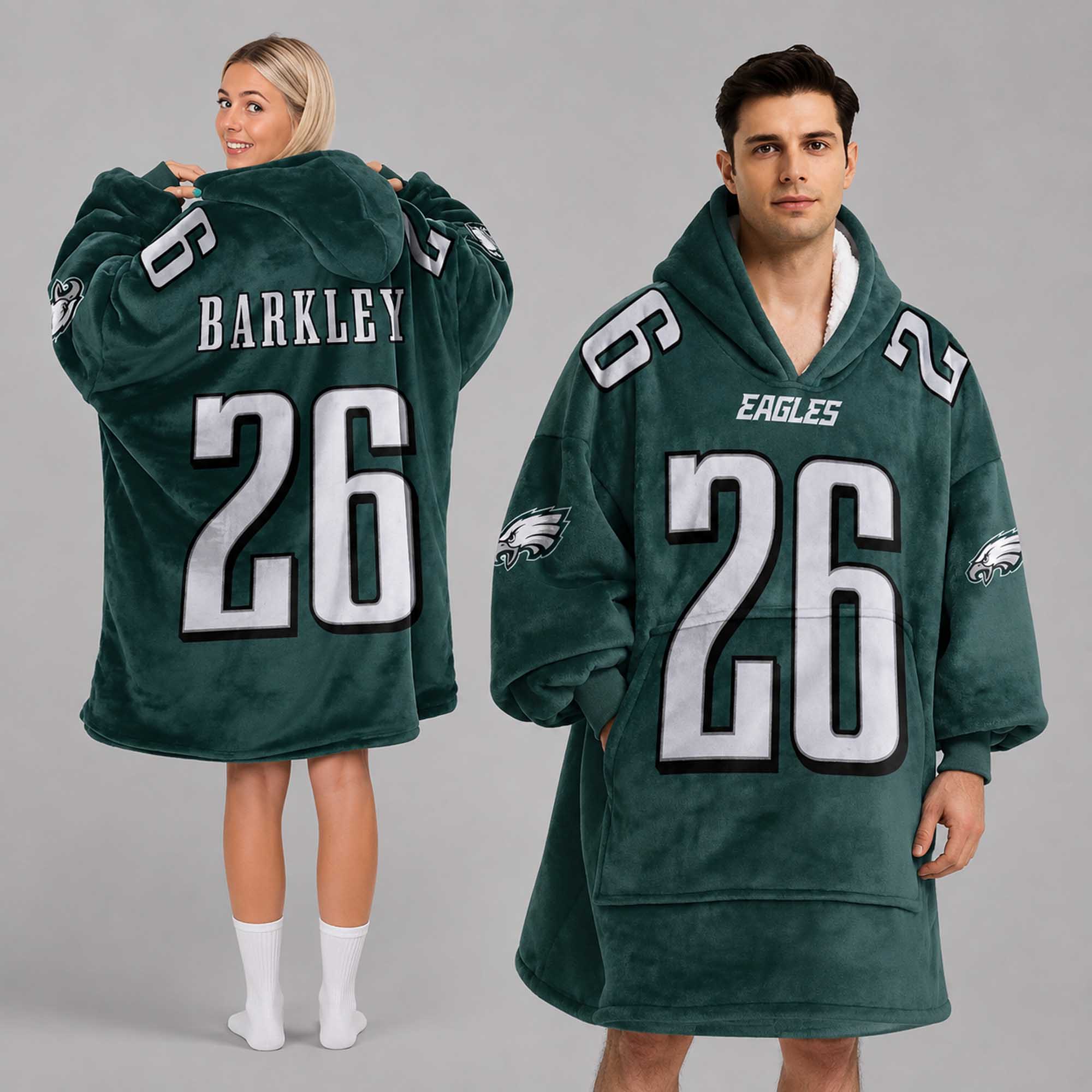 Saquon Barkley 26 Eagles Football Unisex Blanket Hoodie Saquon Barkley 26 Eagles Football Unisex Blanket Hoodie