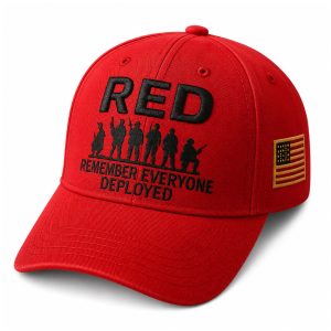 Red Remember Everyone Deeployed USA Flag Hat