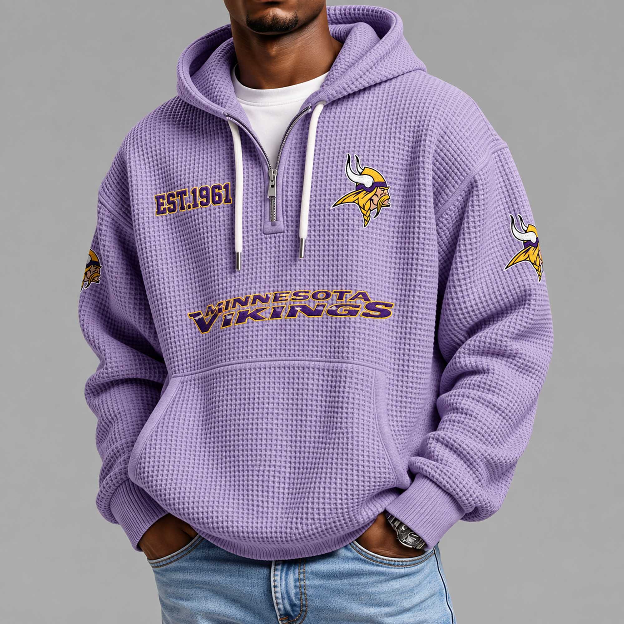 Vikings EST 1960 Waffle Quarter Zip Hoodie Vikings EST 1960 Waffle Quarter Zip Hoodie
