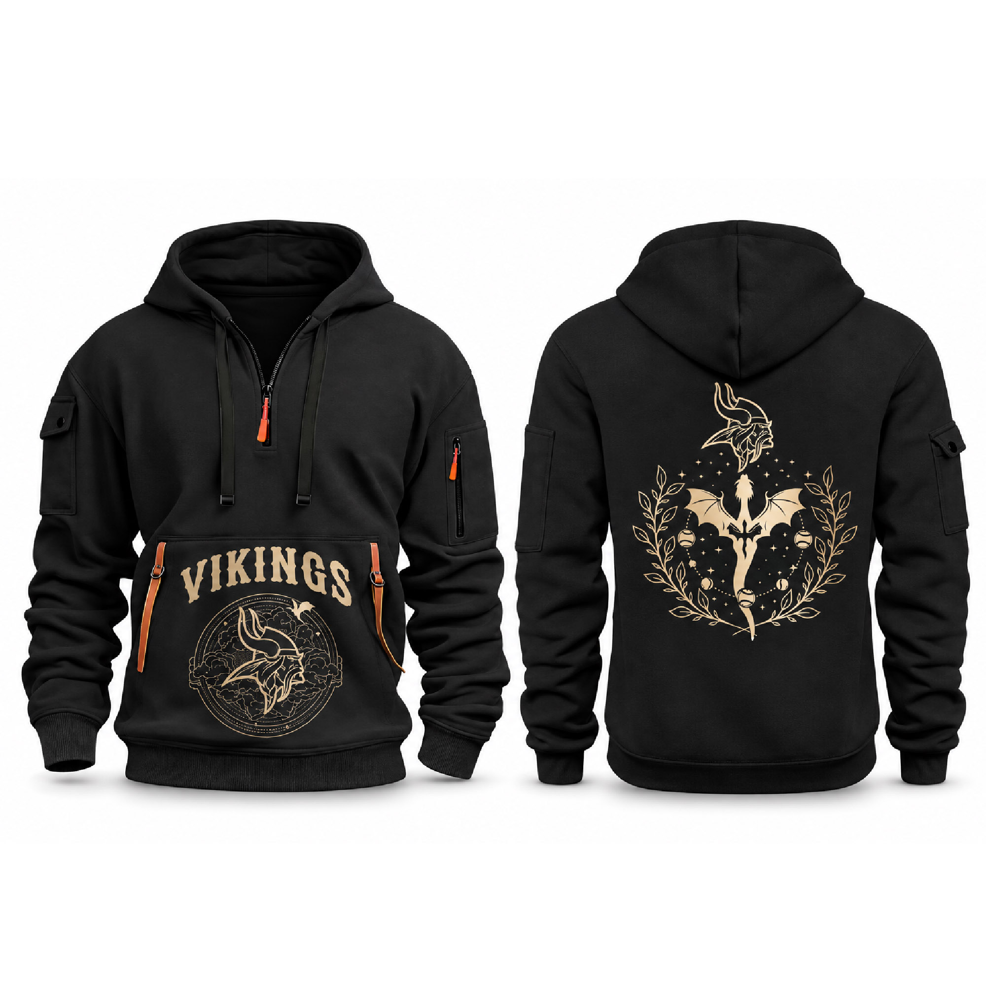 Vikings Fourth Wings Night 2026 Quarter Zip Hoodie Vikings Fourth Wings Night 2026 Quarter Zip Hoodie