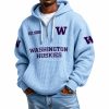 Washington Huskies EST 1889 Quarter Zip Waffle Hoodie