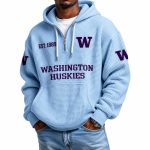 Washington Huskies EST 1889 Quarter Zip Waffle Hoodie