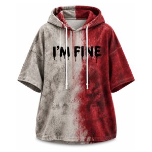Halloween I'm Fine Blood Short Sleeve Hoodie