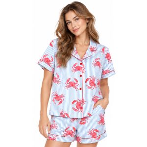Crab Stripe Silky Satin Pajama