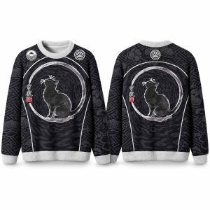 Christmas Zen Black Cat Ugly Sweater 1